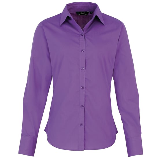 Premier Womens/Ladies Poplin Long-Sleeved Blouse (Rich Violet) - Image 1