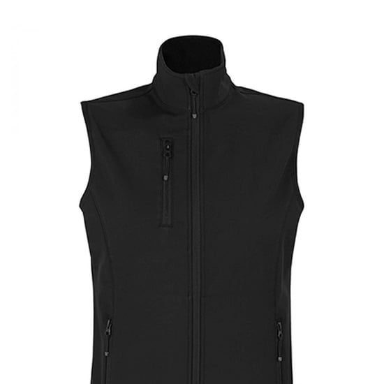 SOLS Womens/Ladies Falcon Softshell Zipped Body Warmer (Black) - Image 2