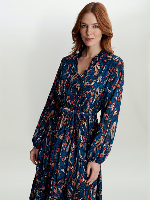 Lulia V Neck Button Front Dress With Tiered Skirt
