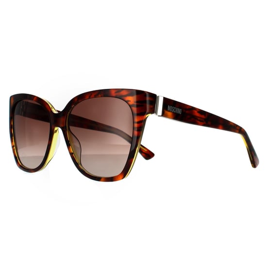 Gafas de sol cuadradas de mujer Moschino Havana amarillas y marrones con degradado - Image 2