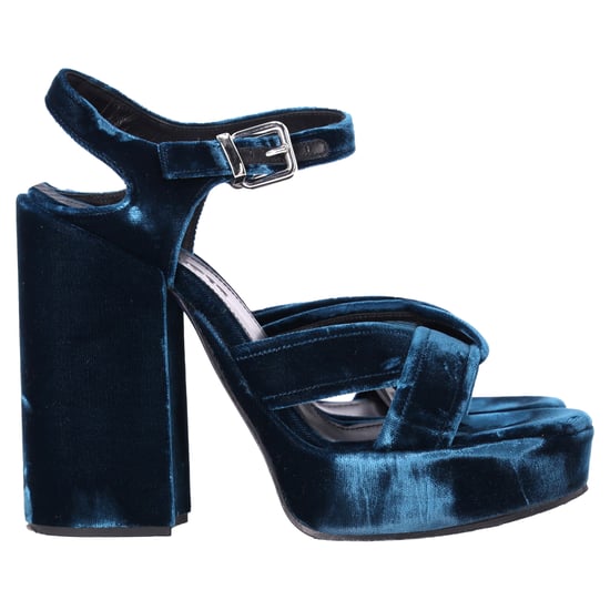 Jil Sander Chunky Sandal Heels in Blue Velvet - Image 1