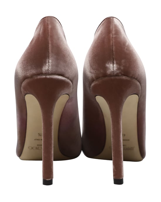 Jimmy Choo Romy 100 Pumps in Pink Velveet - Image 4