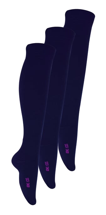 3 Pares Multipack Calcetines de Bambú hasta la Rodilla para Niñas - Azul Marino - Image 1