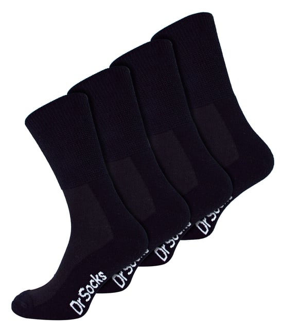 4 Pares Multipack Calcetines Diabéticos de Bambú para Hombre | Dr.Socks | Calcetines Diabéticos No Elásticos Extra Anchos para Pies Hinchados - Negro - Image 1