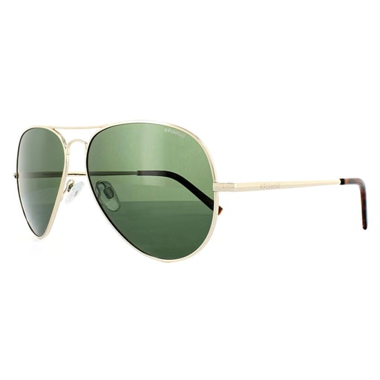 Polaroid Aviator Unisex Light Gold Green Polarized Sunglasses
