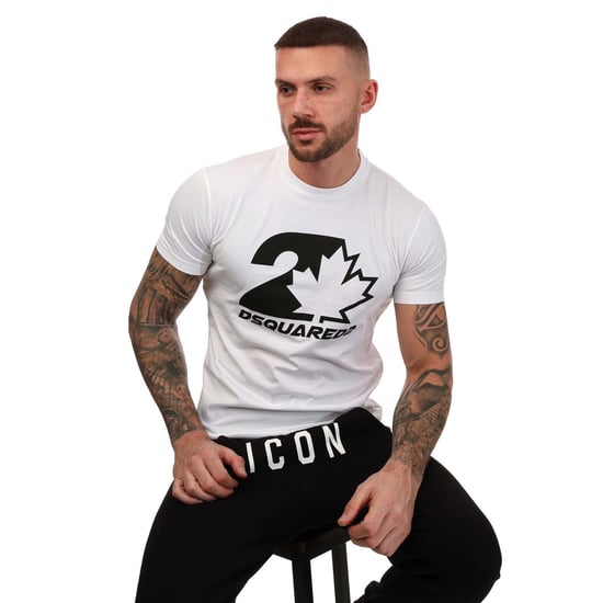 Camiseta de hombre Dsquared2 con logo de hoja de arce en blanco - Image 4