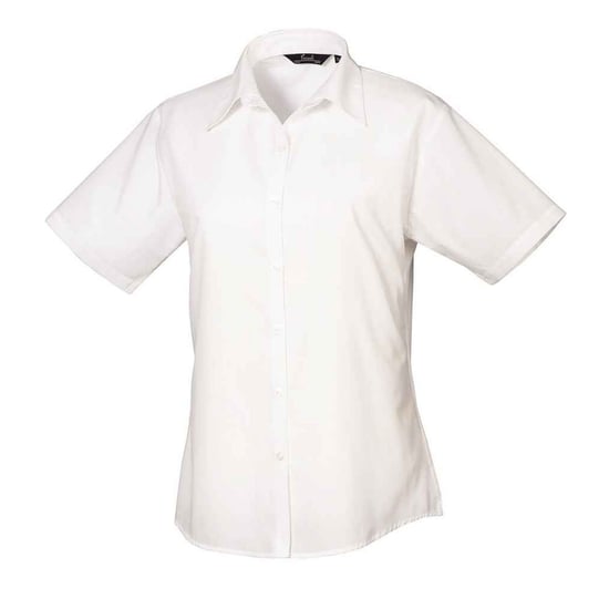 Premier Womens/Ladies Poplin Short-Sleeved Blouse (White) - Image 1