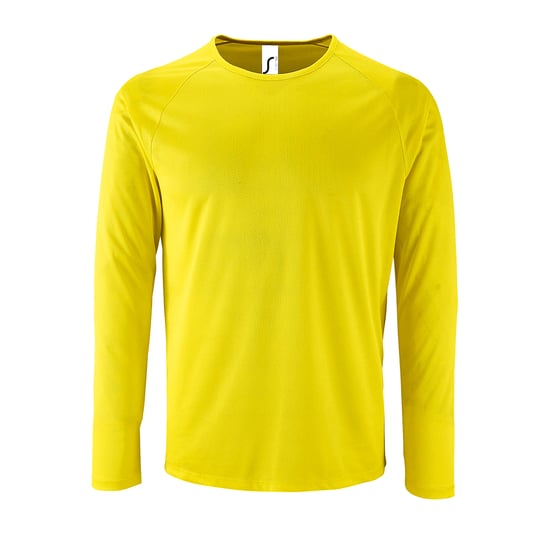 SOLS Mens Sporty Long Sleeve Performance T-Shirt (Neon Yellow) - Image 1