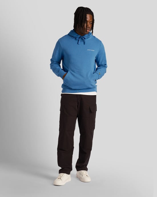 Sudadera con capucha azul con logo bordado Loopback de Lyle & Scott - Image 2