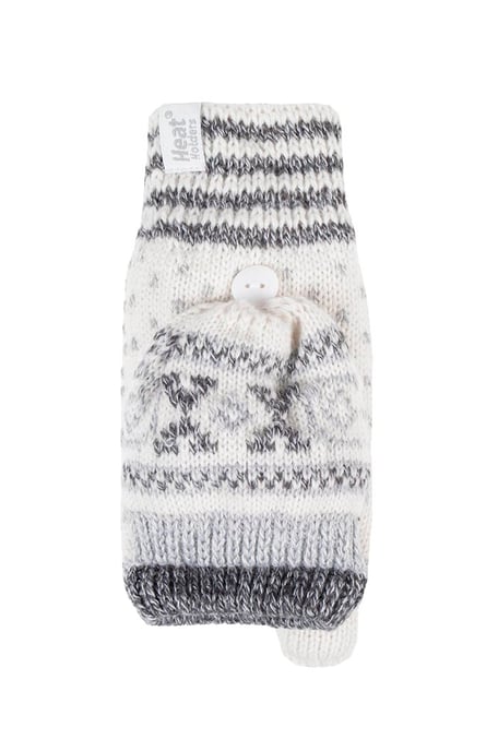 Ladies Warm Fairisle Patterned Thermal Fingerless Converter Gloves - Image 1