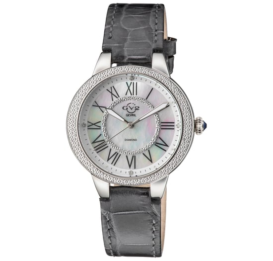 GV2 Astor II 9140-L9 Reloj de cuarzo suizo para mujer con esfera MOP y diamantes de cuero gris - Image 1