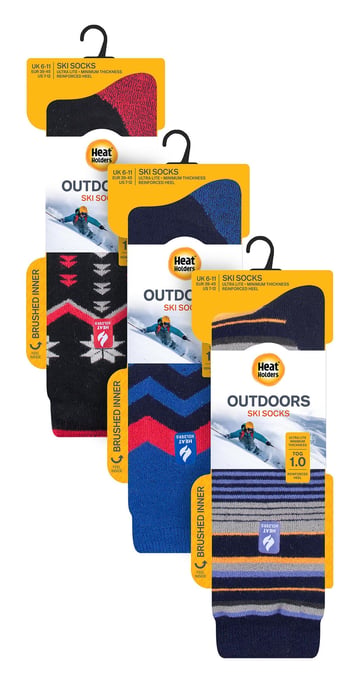 3 Pares Multipack Surtido Ultra Lite Calcetines de Esquí para Hombre | Calcetines Térmicos | Funky Retro Style Knee High Socks - Mix 2 - Image 2