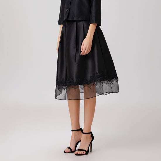 Lace Trim Organza And Taffeta Skirt - Image 3