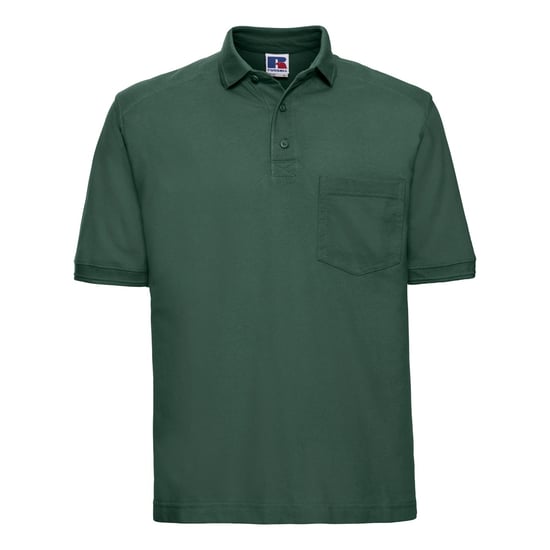 Russell Mens Ripple Collar & Cuff Short Sleeve Polo Shirt (Bottle Green) - Image 1