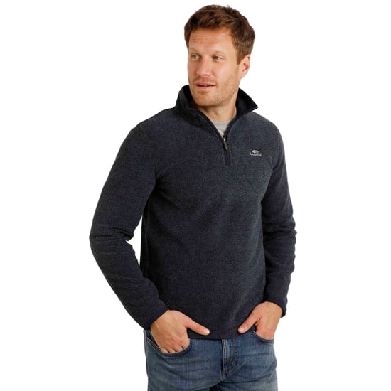 Weird Fish Mens Errill Textured Eco Friendly Quarter Zip Fleece Top (Navy) - Image 3