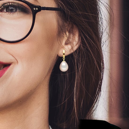 Earrings in Yellow Gold 375 and Real Cultured Freshwater Pearls Pear 10-11 mm - Image 4