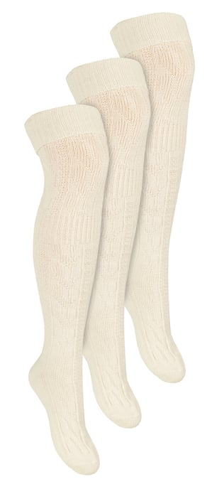 3 Pares de Calcetines de Lana Steven Extra Largos para Mujer - Crudo - Image 1