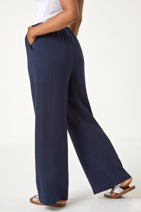 Petite Linen Mix Wide Leg Trouser - Image 3