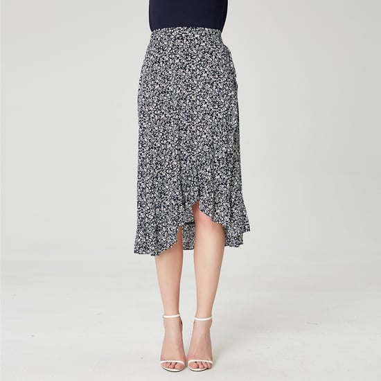 Cross-ruffles and floral print skirt - Image 2