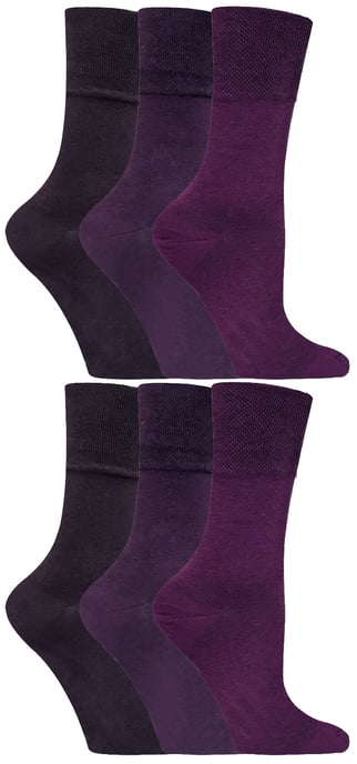 Gentle Grip - 6 Pares de Calcetines Diabéticos de Mujer con Parte Superior de Peine de Miel y Costuras de Puntera Unidas a Mano - Morado 38 - Image 1