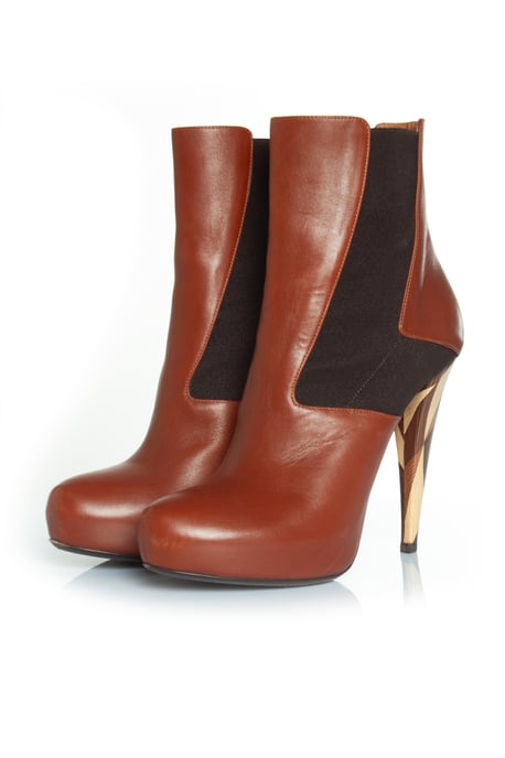 hidden platform boots in cognac leather - Image 1