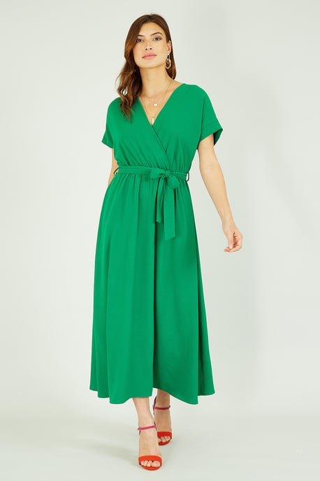 Mela Green Kimono Sleeve Midi Dress