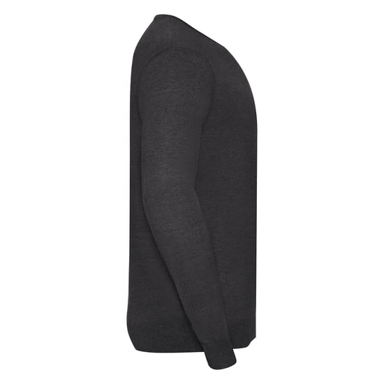 Russell Collection Mens Knitted V Neck Sweatshirt (Charcoal Marl) - Image 3