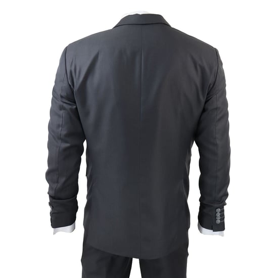 Traje clásico liso de 3 piezas color carbón IM1 para hombre - Image 6