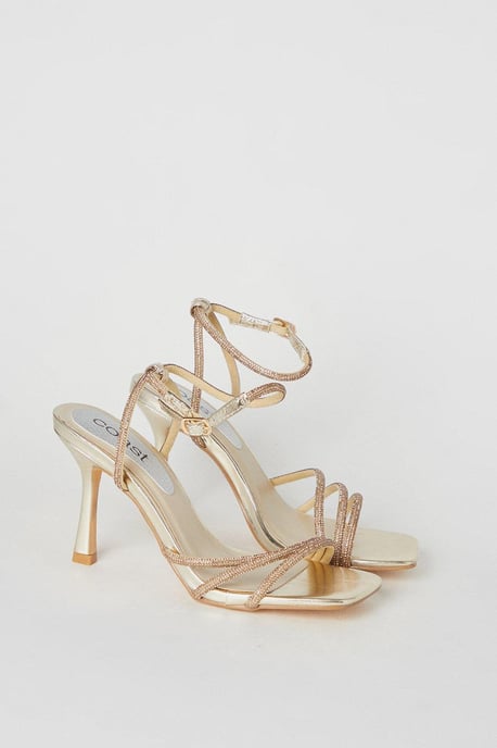 Tulip Diamante Asymmetric Strap High Heeled Sandals