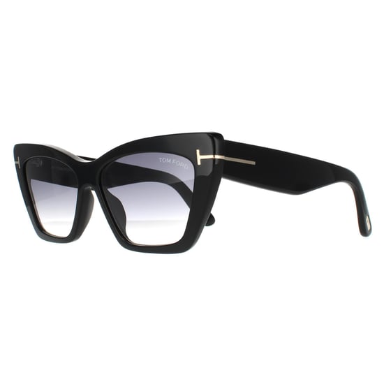 Tom Ford Gafas de Sol Cat Eye para Mujer Negro Brillante Gradiente Gris Ahumado - Image 2