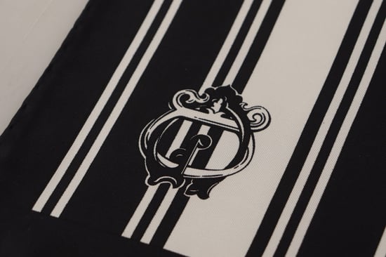 Striped Logo Print Silk Handkerchief Scarf