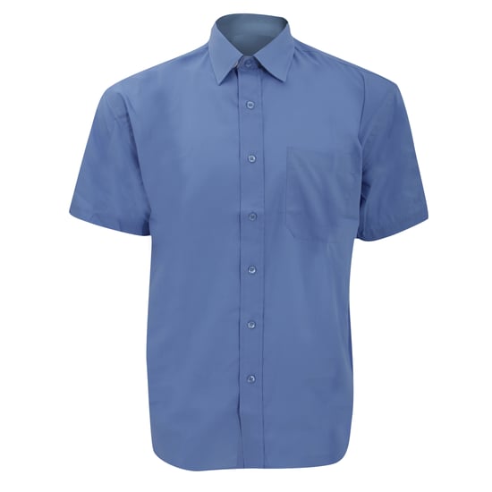 Russell Collection Mens Short Sleeve Poly-Cotton Easy Care Poplin Shirt (Corporate Blue) - Image 1