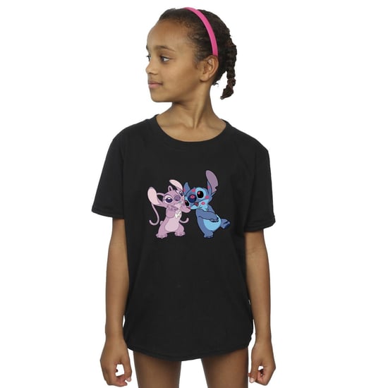 Disney Girls Lilo & Stitch Kisses Cotton T-Shirt (Black)