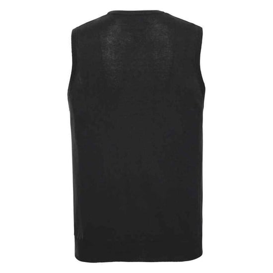 Russell Collection Mens Knitted V Neck Sleeveless Sweatshirt (Black) - Image 2