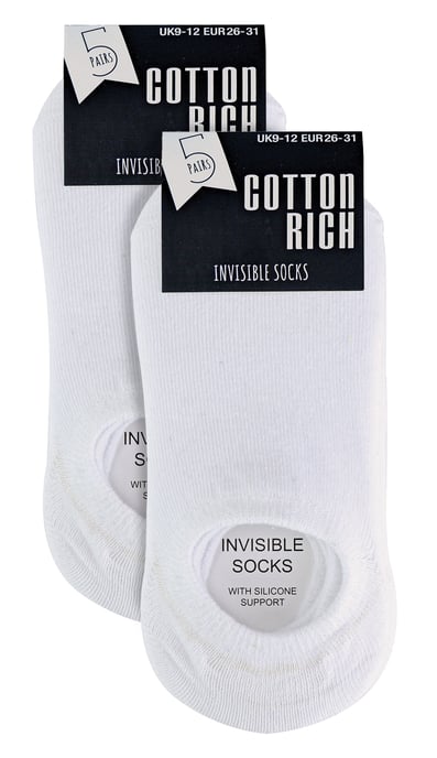 10 Pares Multipack Calcetines Invisibles para Niños | Sock Snob | Calcetines blancos transpirables No Show para Niñas y Niños - Blanco - Image 2