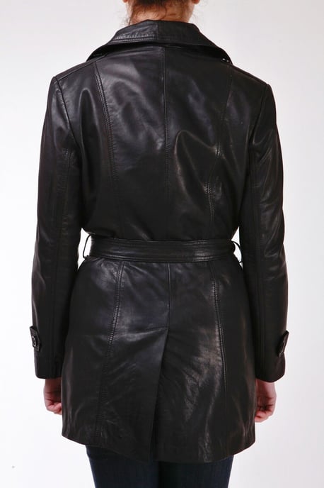 Womens 3/4 Length Tie Belt Trench Coat-Oldbury