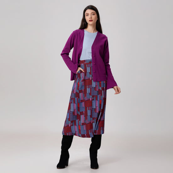 Graphic Print Trapeze Midi Skirt - Image 5