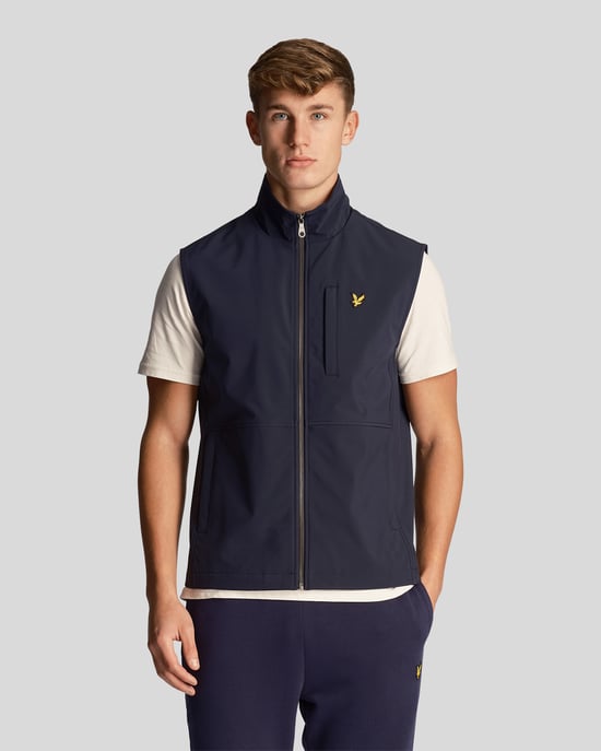 Chaqueta tipo chaleco softshell azul marino con logo de la marca Lyle & Scott - Image 1