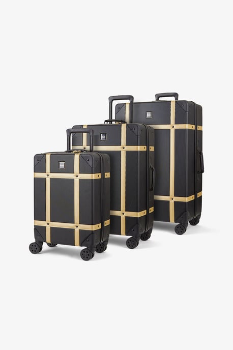 Hard Shell Gold Trunk Luggage Suitcase Set