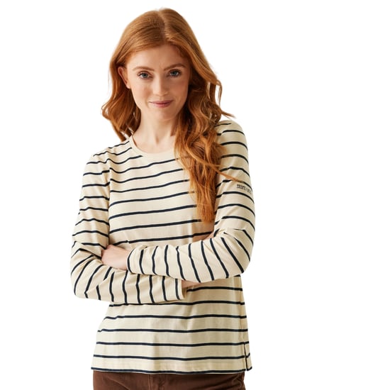 Regatta Womens/Ladies Federica II Stripe Long-Sleeved T-Shirt (Light Vanilla/Navy) - Image 3