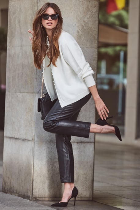 Ivory Pearl Embellished Trim Cardigan - Image 2