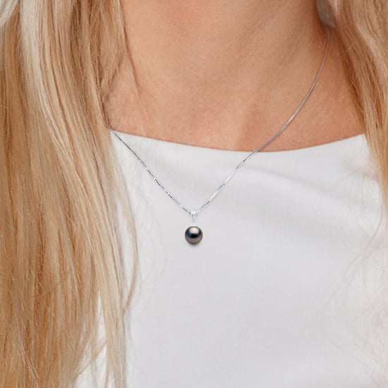 DIADEMA - Pendant - Silver Chain and Tahitian Pearl