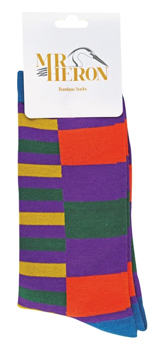 Mr Heron - Calcetines de Bambú para Hombre | Calcetines de Argyle a Rayas | Regalos para Él - Rayas (Morado) - Image 2