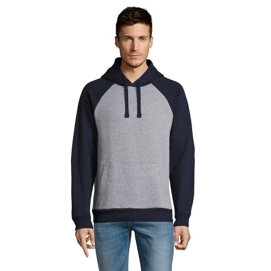 SOLS Unisex Seattle Contrast Raglan Hoodie (Grey Marl/French Navy) - Image 2