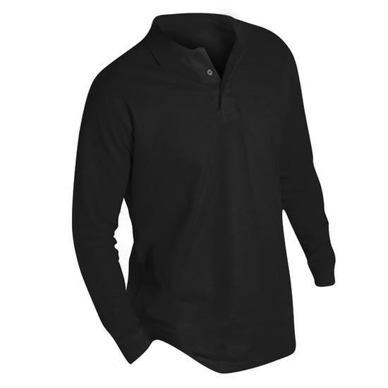 SOLS Mens Winter II Long Sleeve Pique Cotton Polo Shirt (Black) - Image 3