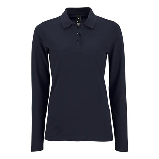 SOLS Womens/Ladies Perfect Pique Long-Sleeved Polo Shirt (French Navy) - Image 1