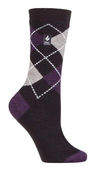 Heat Holders Lite - Calcetines Térmicos Aislantes para Mujer | Múltiples Diseños Incluyendo Rayas Argyle Corazones Estrellas | Calcetines Calientes para Invierno - Negro(Cali) - Image 1