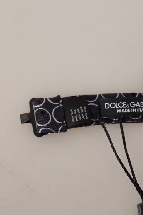 Dolce & Gabbana Black White Round 100% Silk Neck Papillon  Men's Tie