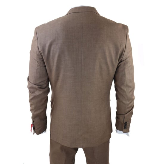 Traje clásico de 3 piezas en color marrón liso para hombre - Image 6