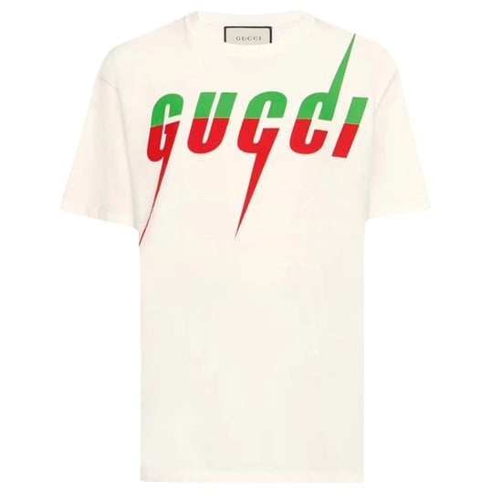 Camiseta blanca de corte extragrande con logo Gucci Blade - Image 1